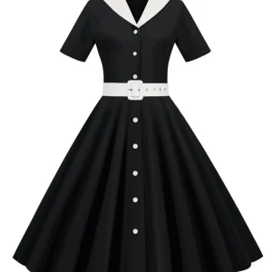 Robe Vintage Années 40 Luxe Noir
