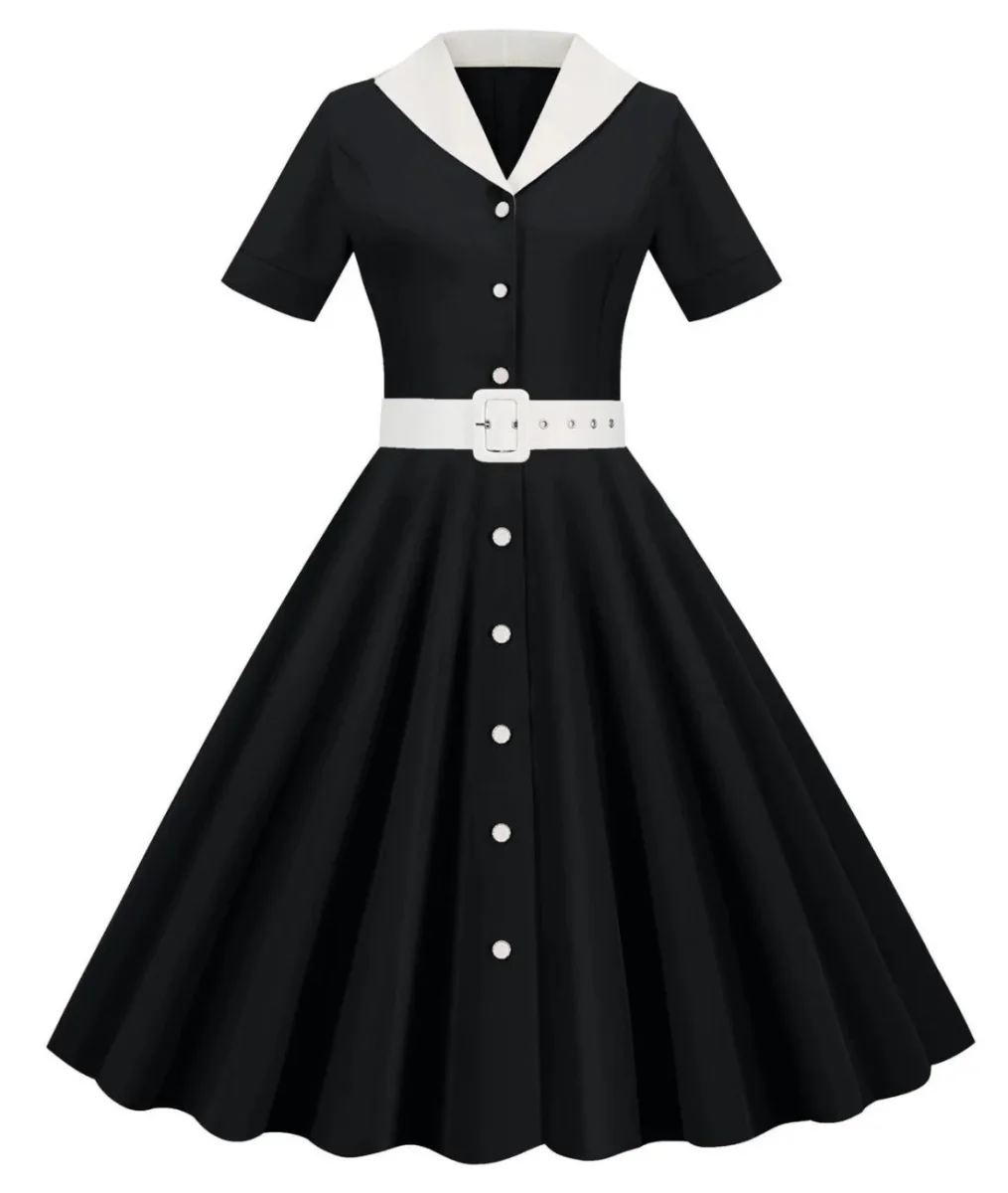 Robe Vintage Années 40 Luxe Noir