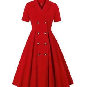 Robe Vintage Années 40 Luxe Rouge