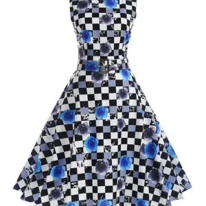 Robe Vintage Pin Up Fleur Bleue