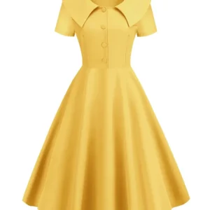 Robe Vintage Pin Up Grande Taille Jaune