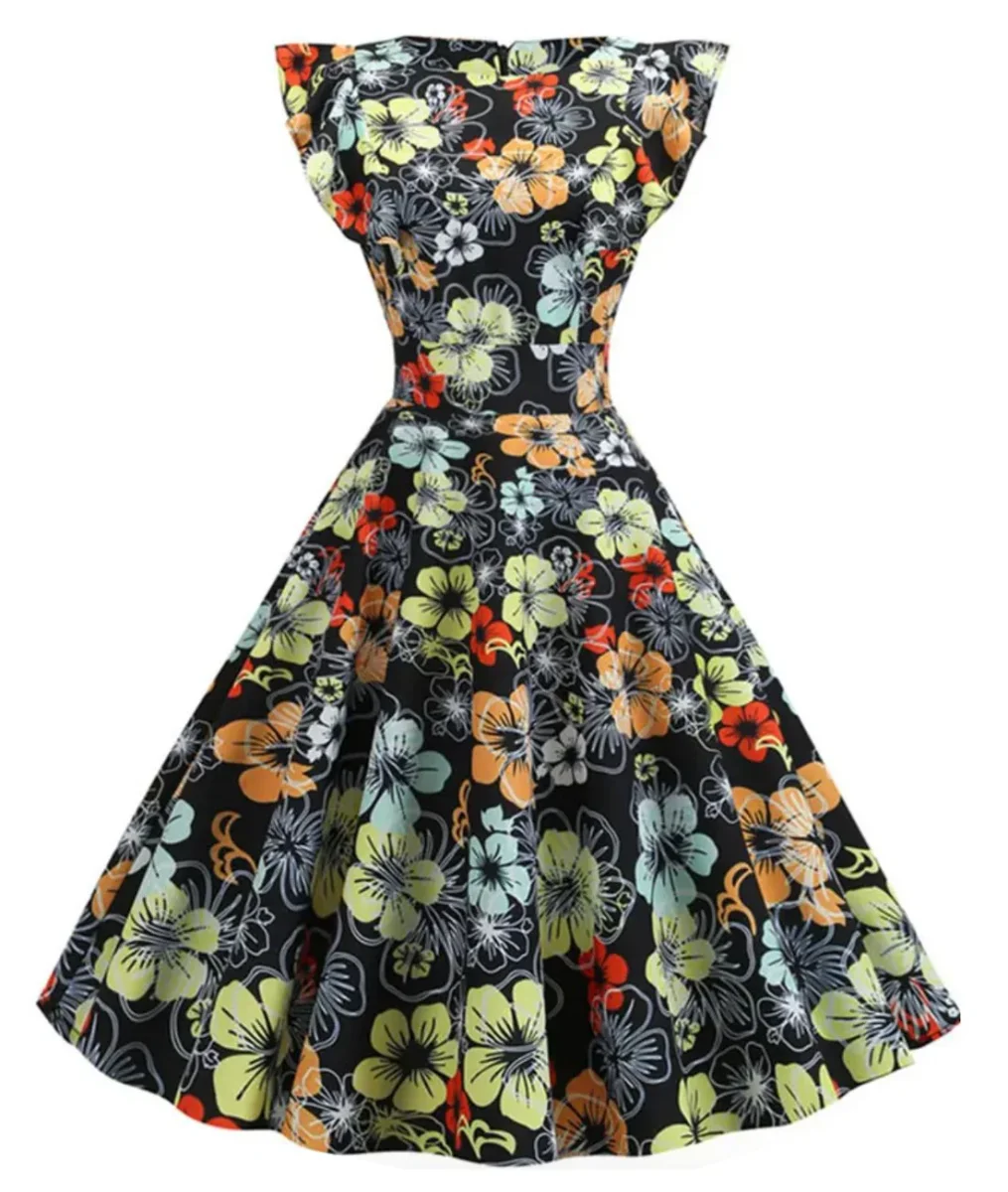 Robe Vintage Pin Up Imprimé Fleurs