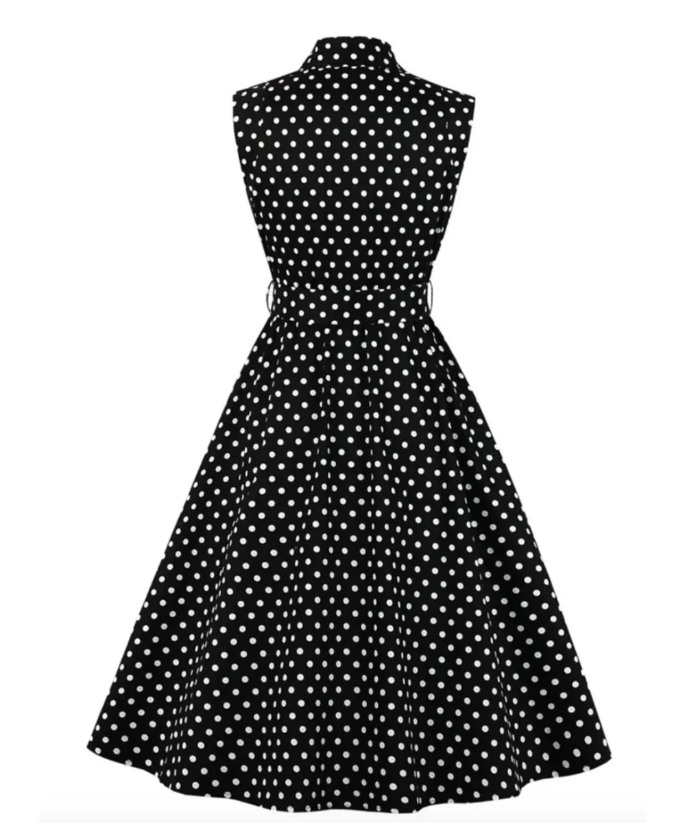 Robe Vintage Pin Up Pois Noirs – Image 3