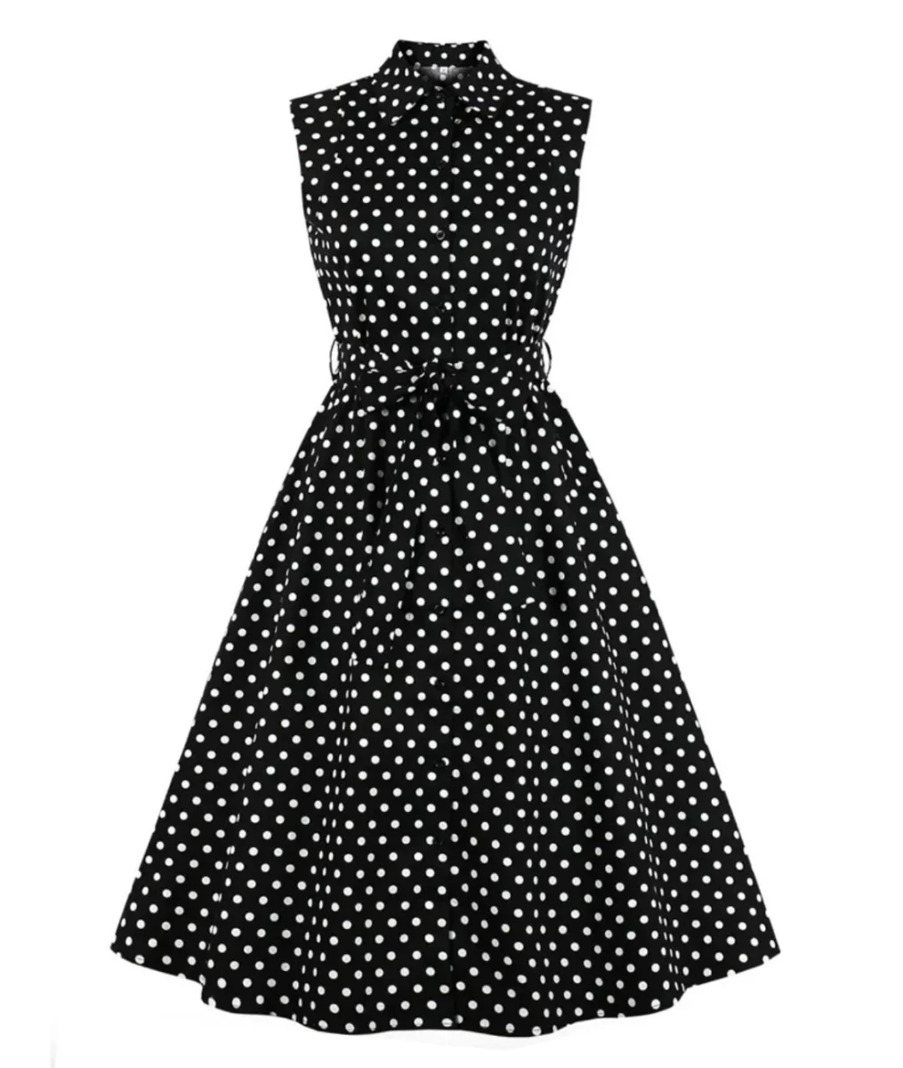 Robe Vintage Pin Up Pois Noirs – Image 2