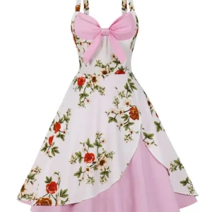 Robe Vintage Pin Up Rose Fleurs