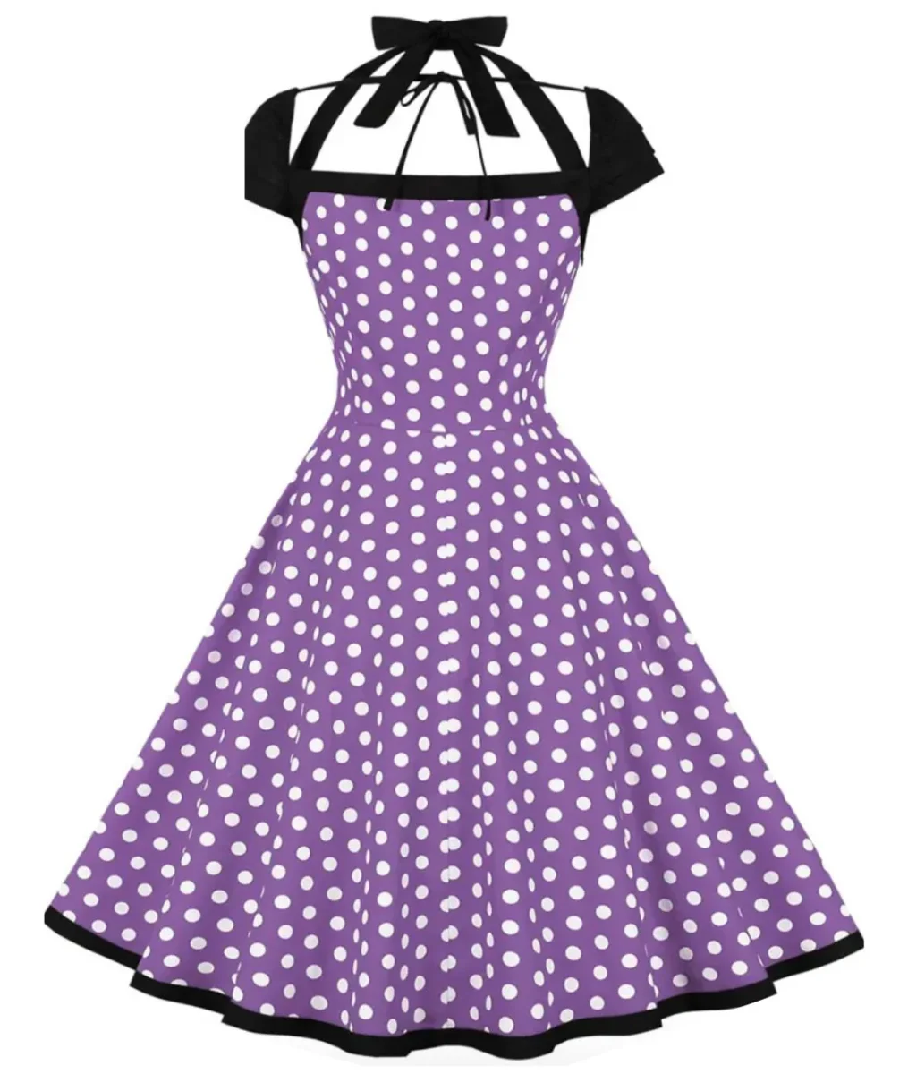 Robe Vintage Pin Up Violet Pois – Image 3