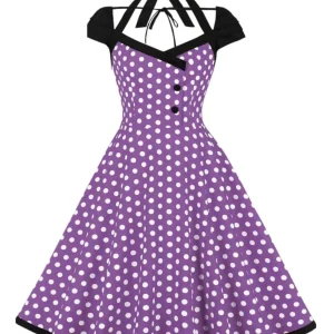 Robe Vintage Pin Up Violet Pois