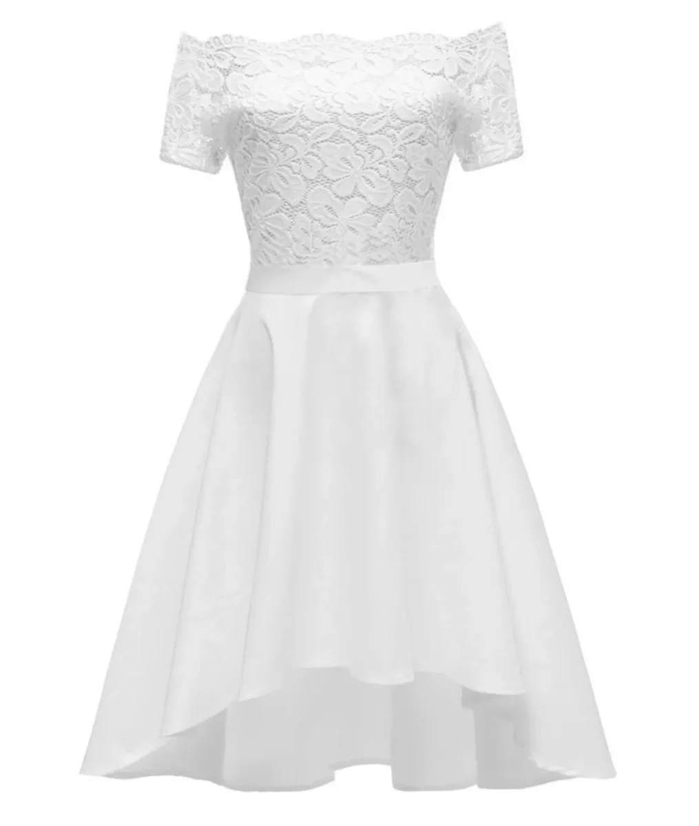 Robe Vintage Rockabilly Dentelle Blanc