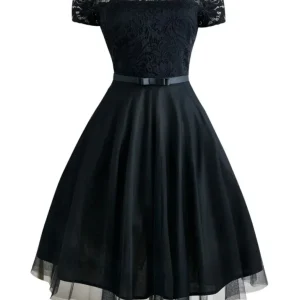 Robe Vintage Rockabilly Dentelle Noir