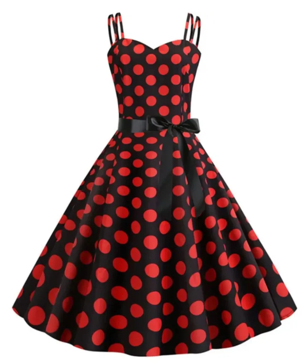 Robe Vintage Rockabilly Rouge et Noire – Image 2