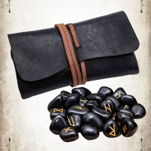 Runes en Onyx dans Pochette de Cuir